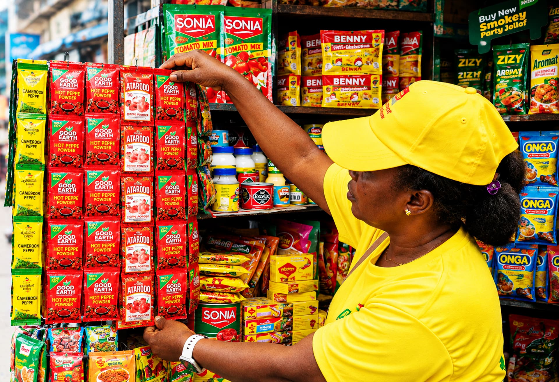 Nigerian Open-Air Market Spice Stall